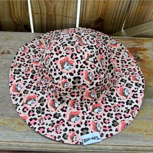 Buckeyes Neon Coral Leopard Child’s Wide Brim Sun Hat
